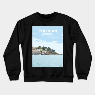 Polruan River Fowey Cornwall. Cornish gift Kernow Travel location poster, St Austell Crewneck Sweatshirt